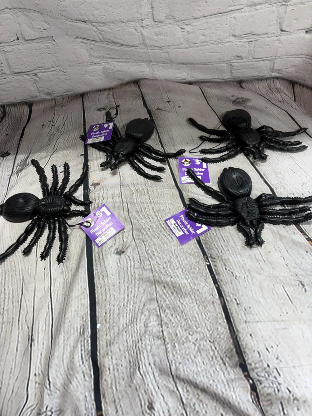Halloween Black Spider Party Decorations - Pack of 4